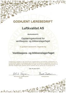 Sertifikat for Godkjent Lærebedrift